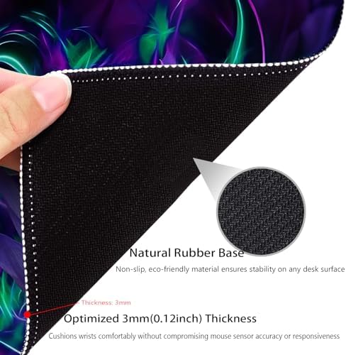 Abstract Neon Lotus Painting Mouse Pad, Glowing Flowers Blossom Desk Mat