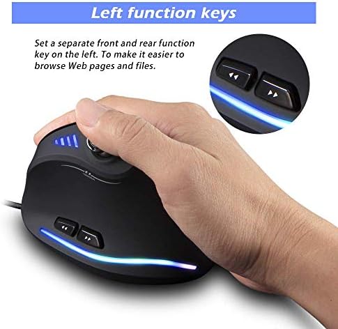 ZEER Ergonomic Vertical Mouse, RGB Wired Vertical Gaming Mouse with Joystick, 10000 Max DPI and 11 Programmable Buttons for Gamers, Computer