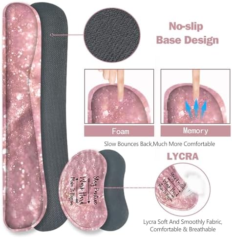 ToLuLu Extended Gaming Mouse Pad, Memory Foam Ergonomic Keyboard Mouse Wrist Rest Support Set, Large Desk Mat with Stitched Edges, Non-Slip Base Mousepad for Home Office Game, Pink Stay Positive