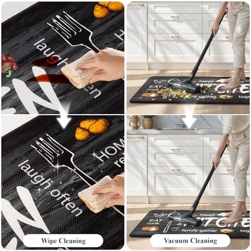 KIMODE Anti Fatigue Kitchen Mat 2PCS,Non Slip Waterproof Kitchen Rugs Grey