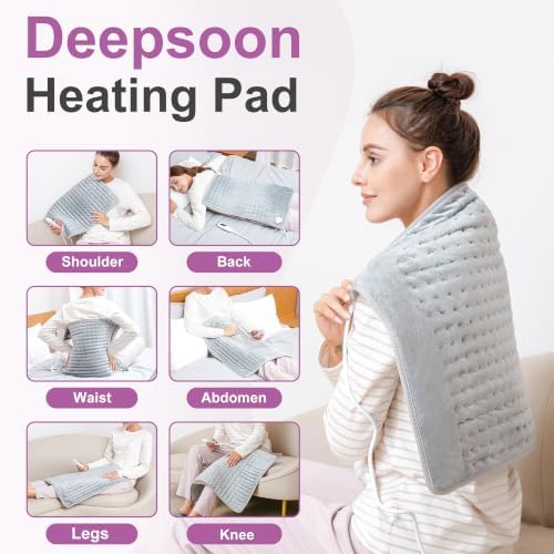 Heating Pad,Electric Heating Pads,Heating Pad for Back,Gray,24x20 Inch