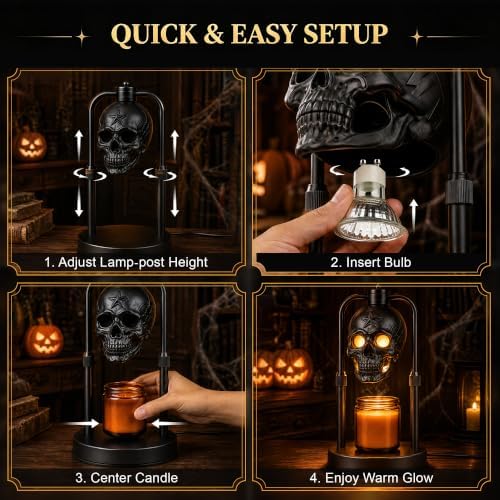 Esup Skull Candle Warmer Lamp with Timer, Year-Round Gothic Decor