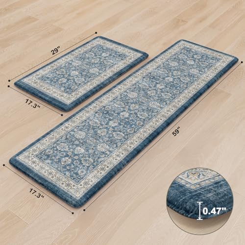 KIMODE Anti Fatigue Kitchen Mats for Floor,Boho Distressed Kitchen Rugs Set