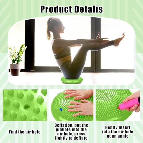 Silipull 2 Pcs Wiggle Seat Inflated Wobble Cushion Flexible Balance Disc with Air Pump for Core Stability Strengthening Improving Posture Physical Exercise