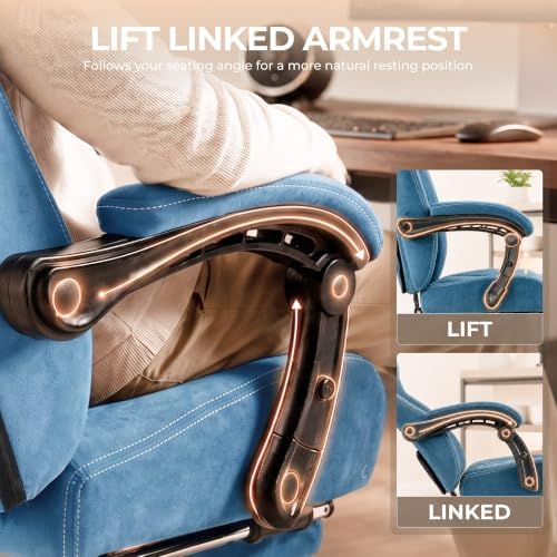 Fabric Gaming Chair with Heated Massage Lumbar Support, Pocket Spring Seat, Reclining Computer Chair with Footrest, Breathable High Back Gamer Chair, 350 lbs