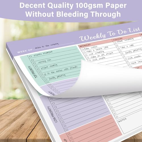 TREES Weekly To-Do List Notepad, 52-Week Desk Planner Organizer, 8.5" x 11"