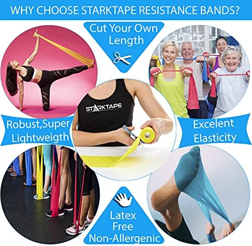 Resistance Bands Professional 8,16, 25, 50 Yards Bulk Rolls. Latex-Free Elastic Physical Therapy Band. No Scent, No Powder - Perfect for Home Exercise, Yoga, Pilates, Gym, Rehab, Workout