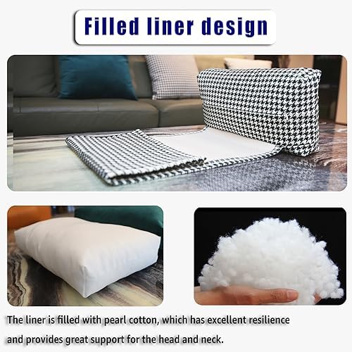 Velvet Recliner Headrest Pillow, Non-Slip Neck Support, Houndstooth