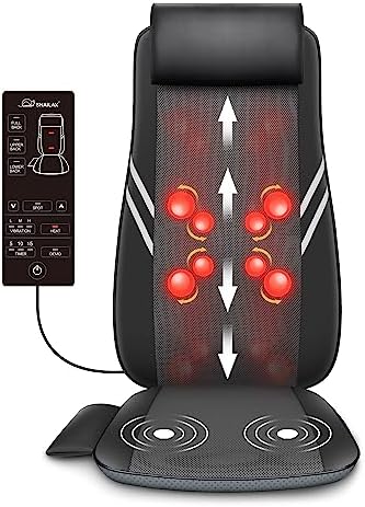 Snailax Back Massager with Heat,Shiatsu Massage Seat Cushion,8 Flexible Nodes Massage for Full Back Massage Chair Pad,Chair Massager for Office,Home Use