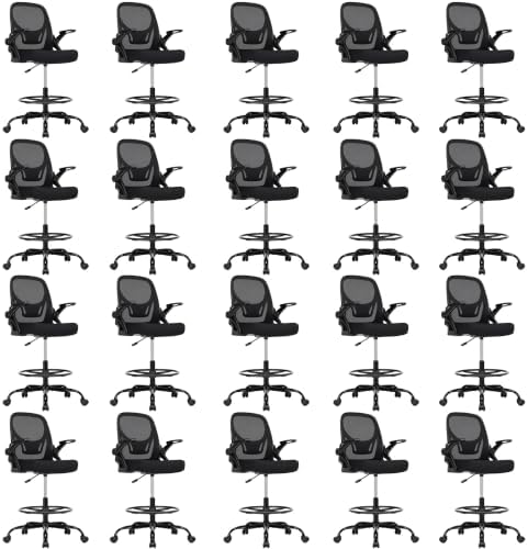 Drafting Chair, Tall Office Chair for Standing Desk, Black, 20 PK