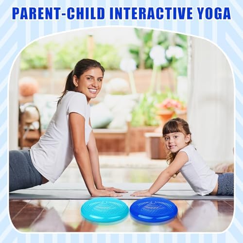 Silipull 2 Pcs Wiggle Seat Inflated Wobble Cushion Flexible Balance Disc with Air Pump for Core Stability Strengthening Improving Posture Physical Exercise