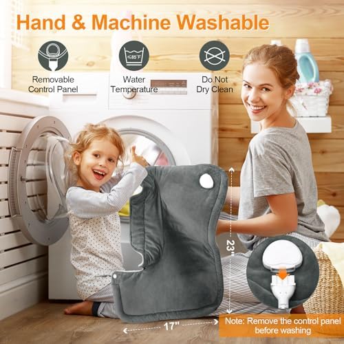 Heating Pad for Neck and Shoulders and Back, Mothers Day Gifts for Mom Wife Grandma, Birthday Gifts for Women, Weighted Neck Heating Pads, Large Heat Pad, 6 Heat Settings 4 Auto-Off, 17"x23" Steely