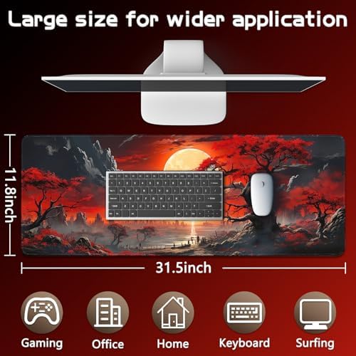 Mouse Pad Gaming - Desk Mat for Keyboard and Mouse - Large Mouse Pads for Desk, Gaming Mousepad with Non-Slip Base, Desks Pad (31.5" X 11.8") for Game, Office and Home