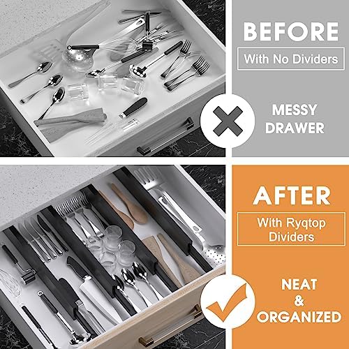 Bamboo Drawer Dividers, Adjustable Drawer Organizers, Fits 12.6–16" Drawers