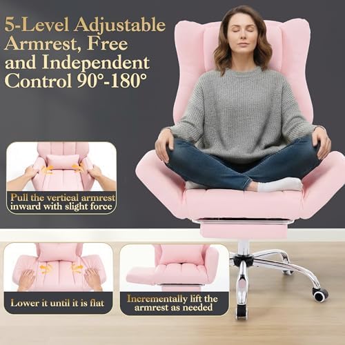 Cross Legged Office Chair with Adjsutable Armrests & Headrest