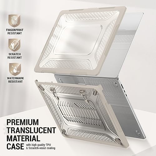 SEYMAC stock Case for MacBook Air 15 inch, Shock-Absorbing Protection with Folding Stand &Mouse Pad Case for MacBook Air 15 inch, Beige