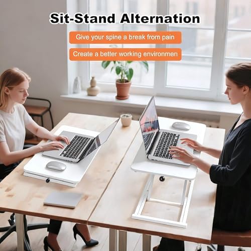 Adjustable Height Standing Desk Converter Keyboard Riser 23.6 Inch White