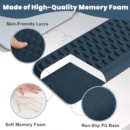 Arm Rest for Desk, L-Shaped Memory Foam Elbow Pads with Non-Slip Base, 2-Piece Ergonomic Desk Edge Cushion & Wrist Rest for Computer Keyboard, Office and Home Use (Blue)