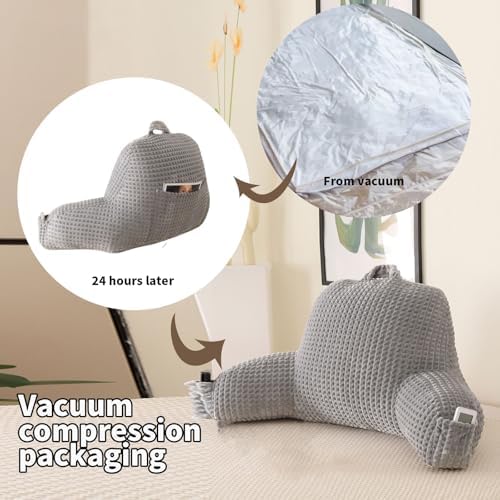 Reading Pillow with Arms for Bed Sitting,Gray Flannel