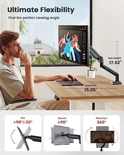ErGear Single Monitor Arm for 13-36 Inch Screens, 22 lbs Capacity (Pack of 2)