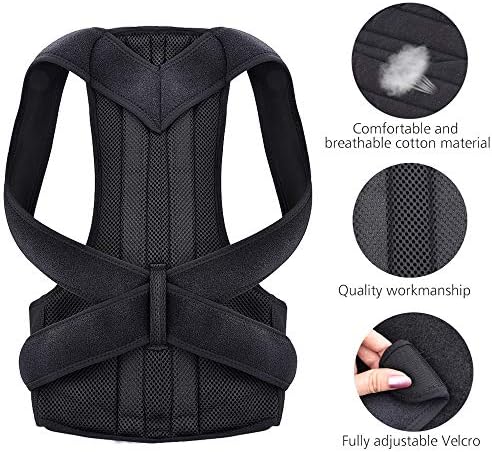 ASHER FASHION Postural Correction vest Unisex Anti-hump Correction Tape Adjustable Body Shaping Corrector Adult Invisible Sitting Clothes (Small)