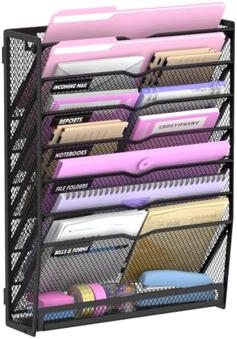 SUPEASY 8-Tier Wall File Organizer with Base, Wall Mounted File Holder