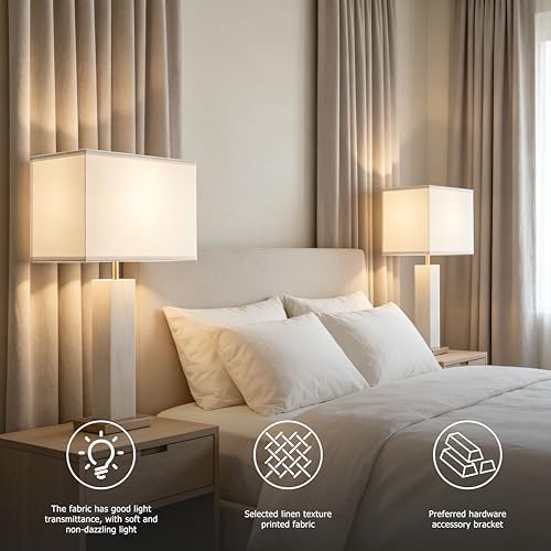 GO&SO Large White Rectangle Lamp Shades Set of 2, 16"L x 8"W x 10"H Deco