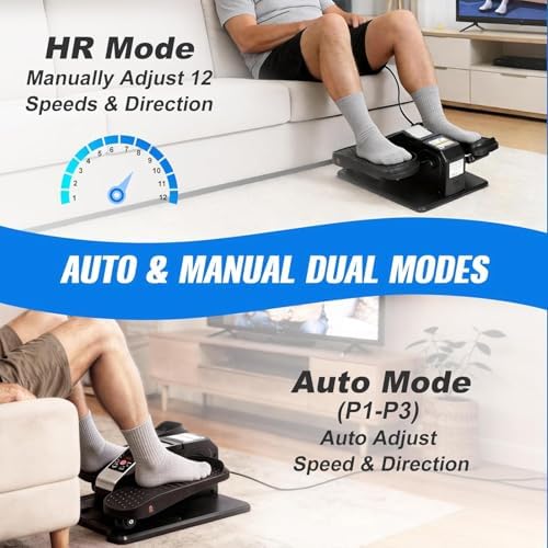 TABEKE Under Desk Elliptical Machine, Electric Ellipse Leg Exerciser for Senior with Remote Control & 12 Speeds, Portable Quiet Electric Seated Pedal Exerciser for Home with Display Monitor 2668