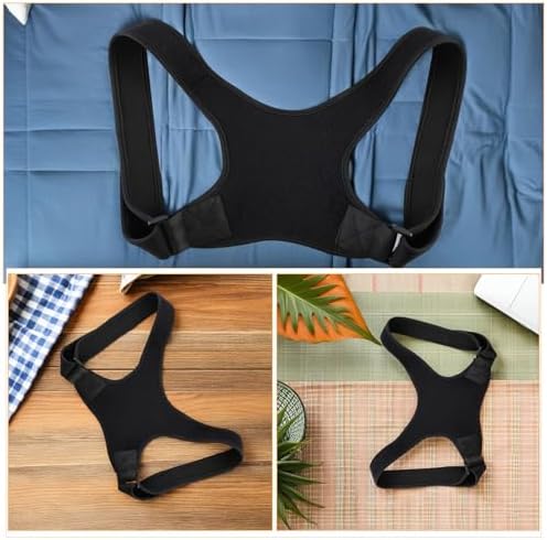 Veemoon 2pcs Adjustable Posture Correction Belt for Men, Black Fabric