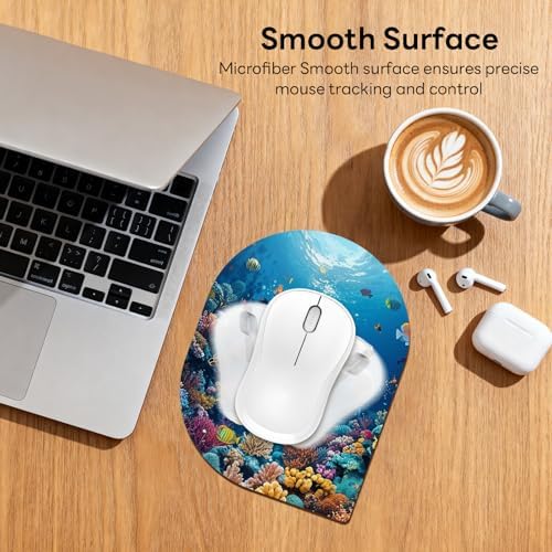 Contoured Oval Mouse Pad 6x8in Non-Slip for Laptop,Sea Turtle
