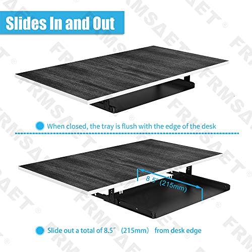 FRMSAET All-Metal 20/24/30 inch Slide Out Drawer Platform (24 inch, Black)