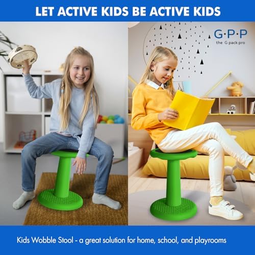 Kids Wobble Stools, 2-Pack, 17.7-Inch Active Seating, Green