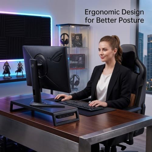 Fayquaze Monitor Stand Riser with USB Hub, Ergonomic Laptop Stand, Desk Organizer for Computer