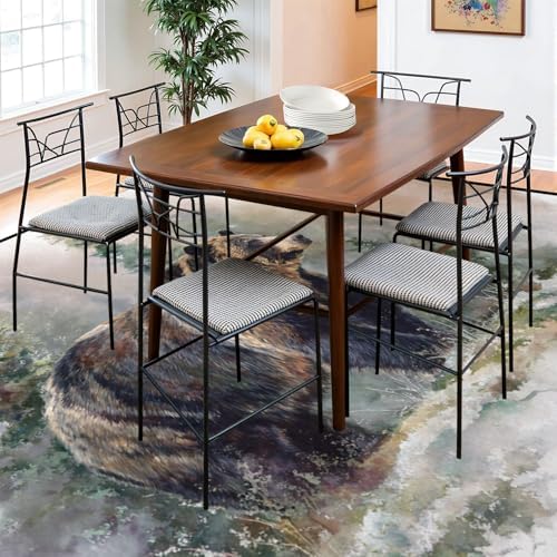 Peaceful Bear by Pine Trees Sunlit Moss Warm Tones Area Rug Outdoor Patio Rug Play Mat Modern Floor Carpet Non-Slip Home Decor Living Room Kids Bedroom Nursery, 9x12 ft