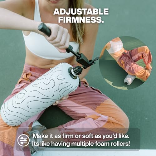 Inflatable Travel Foam Roller for Muscle Recovery and Back Support (Topo Gray, 15")