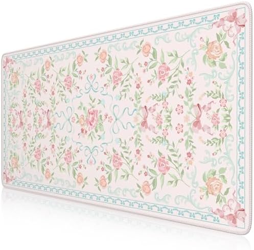 HAOCOO Blue Bow Keyboard Pad, 35.4" x 15.7" Desk Cover for School Daily Use