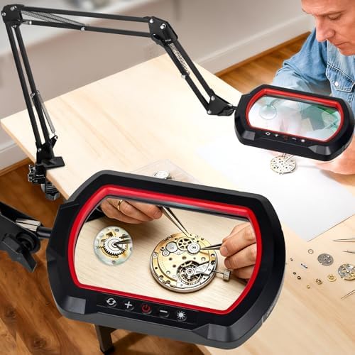 12X 30X Square Magnifying Glass with Light and Clamp