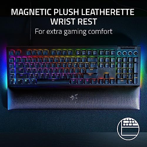 Razer BlackWidow V4 Mechanical Gaming Keyboard: Green Switches Tactile & Clicky - Chroma RGB - 6 Dedicated Macro Keys - Magnetic Wrist Rest- Multi-Function Roller &Media Keys (Renewed)