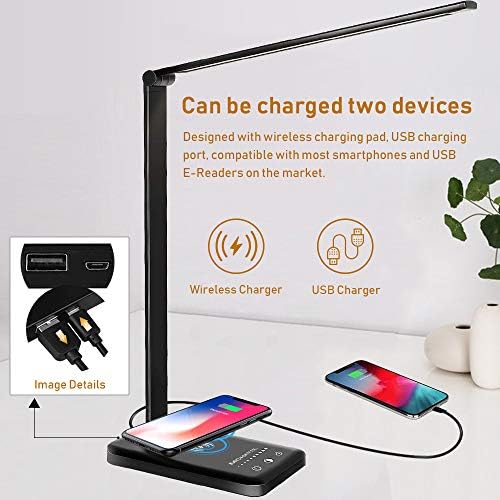 LED Desk Lamp with Wireless Charger,Touch Lamp for Home Office Dorm