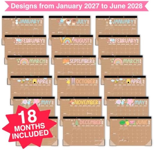 Large Desk Calendar 2027 - Desktop Calendar 2027-2028