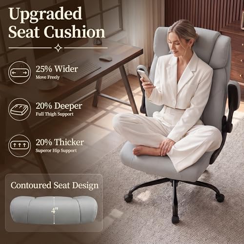Office Chair, Leather Ergonomic Computer Desk Chair with Rocking