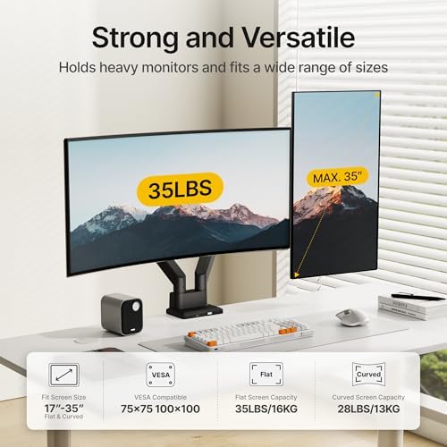 monTEK Dual Monitor Mount with USB Monitor Arms for 17 to 35 Inch Screen