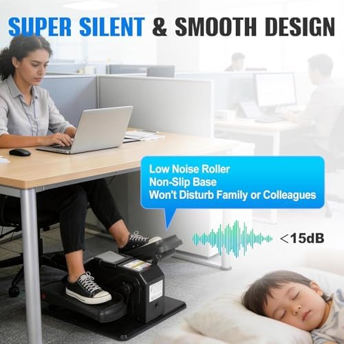 TABEKE Under Desk Elliptical Machine, Electric Ellipse Leg Exerciser for Senior with Remote Control & 12 Speeds, Portable Quiet Electric Seated Pedal Exerciser for Home with Display Monitor 2668