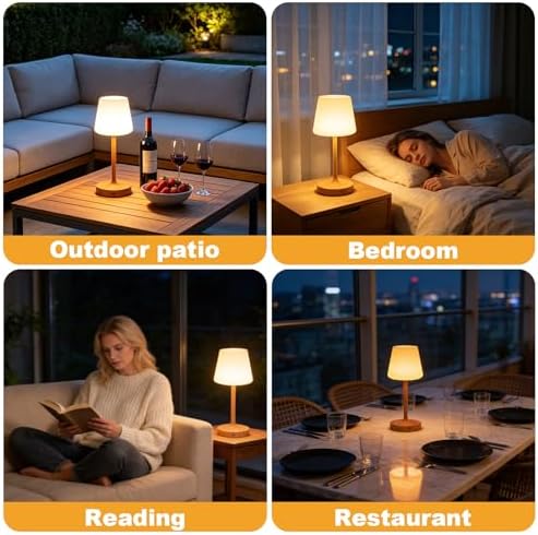 Shower Lamp Waterproof, 4000mAh Rechargeable Table Lamp with Warm Light