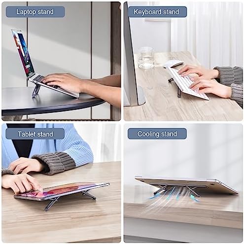 Laptop Risers for Desk, 4 Adjustable Heights Laptop Stand, Keyboard Riser, Ergonomic Laptops Feet for Desk, Compatible with MacBook Air Pro, with Dell, with HP, More 10-15.6” Laptops