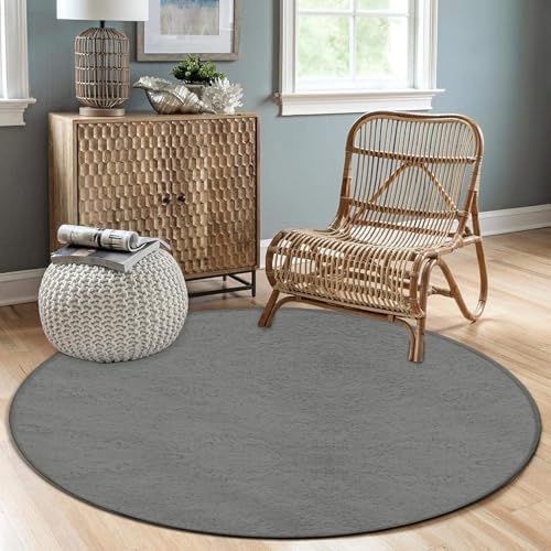 Room Sofa Yoga Soft Round Carpet, Home Decor Non Slip Kitchen Office Circle Rug, Machine Washable Modern Round Area Rug Grey, 60inch