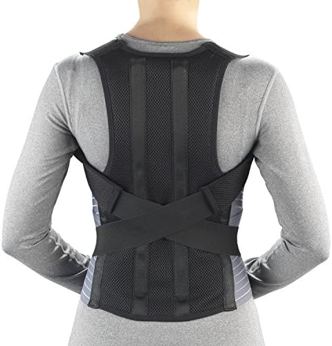 OTC Medical Posture Brace with Rigid Stays, Spinal Curve, Back Lumbar and Neck Support, 2X-Large, Black