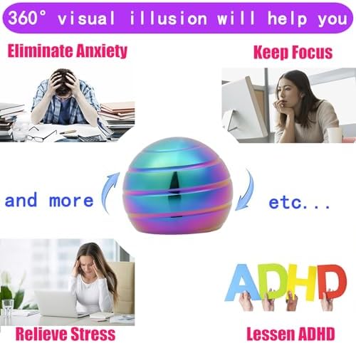 Desk-Kinetic-Toys Cool-Gadgets for Fidget: Cool-Stuff Thing Game Toy for Adult Teen Children Kid, Stress Relief Optical-Illusion Gifts for Office School Home Man Women Christmas Spinning 180 Seconds