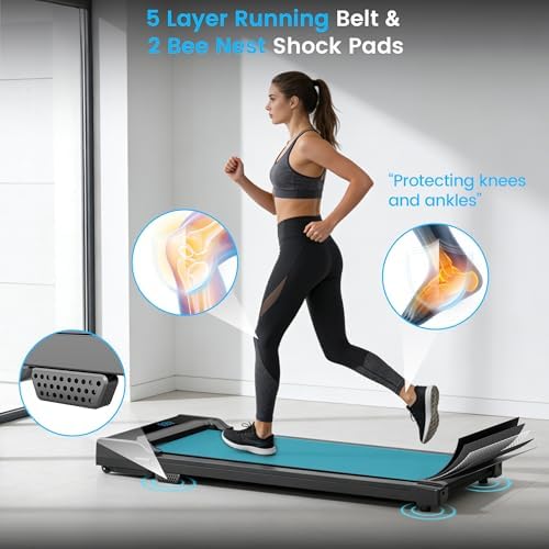 Walking Pad Treadmill for Home - Under Desk Walking and Running with Remote Control Portable Electric Machine Adjustable Slim Compact with 0.6-4.0MPH Modes Max up 265 Lbs for Home Office