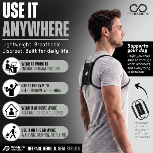PostureMedic Original Strength Dynamic Posture Corrector for Men & Women – Active Resistance Training System for Back, Neck & Shoulder Pain Relief – Strengthen Muscles & Improve Alignment - XL